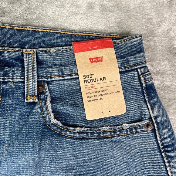 Levis 505 Jeans Men 30x30 Blue Straight Leg Medium Wash Western Cowboy Denim New - Picture 6 of 16